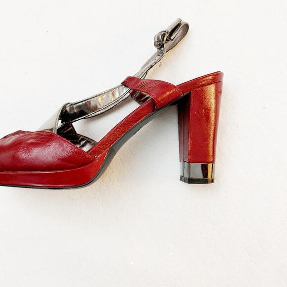 Apepazza Carol Red Leather Platform Peep Toe Heel  Shoes SZ9 - Picture 7 of 8